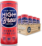High Brew Coffee, Cold Brew Coffee, Double Espresso, 8 Fl Oz, Ready-To-Drink (Pack of 12)
