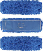 BeiLan 3 Pack 24 Inch Microfiber Dust Mop Head, Medium Washable Commercial Sweeper and Janitorial, Blue