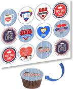 Happy Father's Day edible cupcake, oreo cookie topper, edible image/Dad cake image/Super Dad theme/Edible Party supplies decoration /1 sugar sheet PRECUT. 9 circles 2.5" each