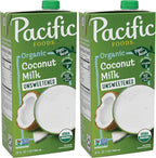 Pacific Foods Organic Unsweetened Coconut Milk, Plant Based Milk, 32 oz Carton (Pack of 2)
