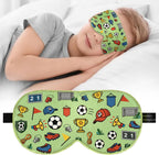 Kids Silk Sleep Mask – 100% Mulberry Silk Eye Cover, Kid Eye Mask with Adjustable Strap, Soft & Breathable Blackout Sleeping Mask for Boys and Girls Ages 5-15 (Soccer Ball Print)