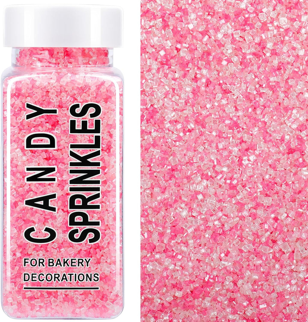 Valentines Pink and White Sanding Sugar Sprinkles Mix, 4.6 oz Edible Sparkling Sugar Crystals for Baking Topping, Cupcake, Cookie, Ice Cream & Cake Decorating, Wedding Shower Princess Party Supplies