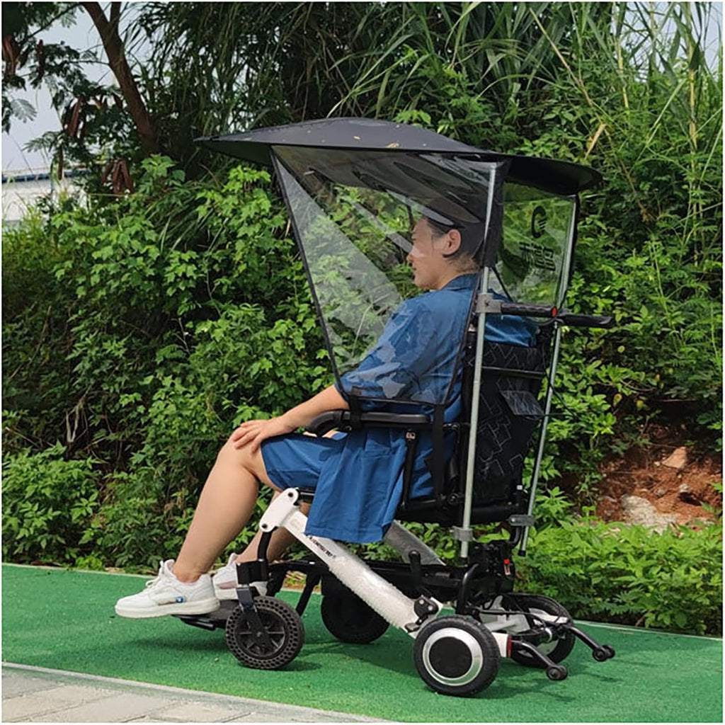 Wheelchair Sunshade Canopy Awning, Folding Rainproof Umbrella Canopy Cover Adjustable Wheelchair Canopy, for Most Wheelchairs