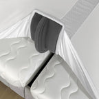 3-in-1 Fitted Sheet Attached Bed Bridge Twin (XL) to King Converter Kit with Sheet Strap Set | Split King Gap Filler for Adjustable Bed | White