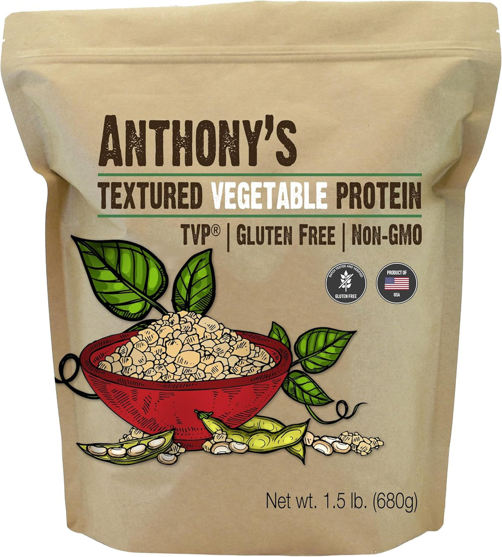 Anthony's Textured Vegetable Protein, TVP, 1.5 lb, Gluten Free, Vegan, Made in USA, Unflavored