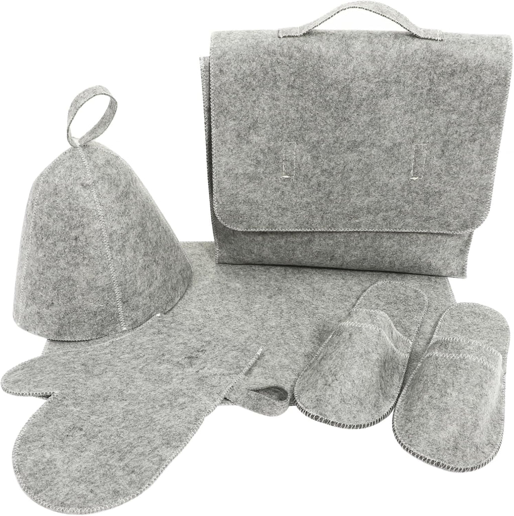 MERRYHAPY 1set Felt Sauna Hat Thick Water Absorbent Sauna Gloves Comfortable Bath Mat for Enhanced Relaxation
