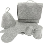 MERRYHAPY 1set Felt Sauna Hat Thick Water Absorbent Sauna Gloves Comfortable Bath Mat for Enhanced Relaxation