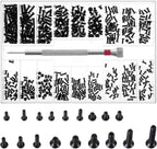 500 Pcs Tiny Screws Tiny Micro Repair Screw Kit M1.2/M1.4/M2.0 Small Replacement Screws Black Laptop Computer Electronic Screw Assortment Kit with Screwdriver for Glasses Watches