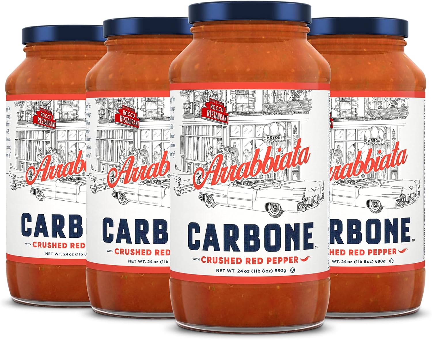 Carbone Arrabbiata Pasta Sauce | Tomato Sauce Made with Fresh & All-Natural Ingredients | Non GMO, Vegan, Gluten Free, Low Carb Pasta Sauce, 24 Fl Oz (Pack of 4)