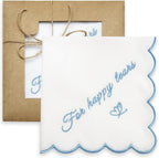 Embroidered Cotton White Handkerchief Hankie with Scalloped Edges Soft 11" x 11" Blue Wedding Gift for Bride