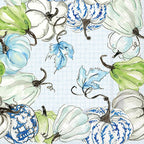 IHR Ideal Home Range Party Napkins Disposable 3-Ply Paper Lunch Napkin Pack, 6.5" x 6.5", Chinoiserie Stacked Pumpkins, 20-Count