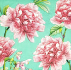AM Decor 20-Count Soft 3-Ply Tissue Decoupage Luncheon Paper Napkins -13" x 13" (Unfolded) Pink Peonies in Turquoise