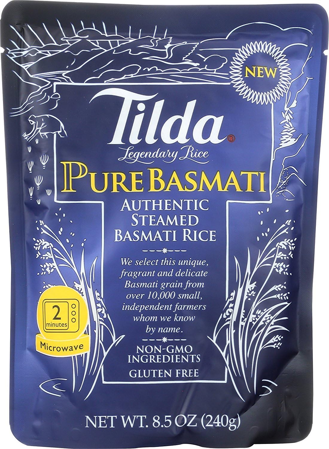 Tilda Legendary Rice Steamed Basmati, Pure, 8.5 Ounce (Pack of 6)