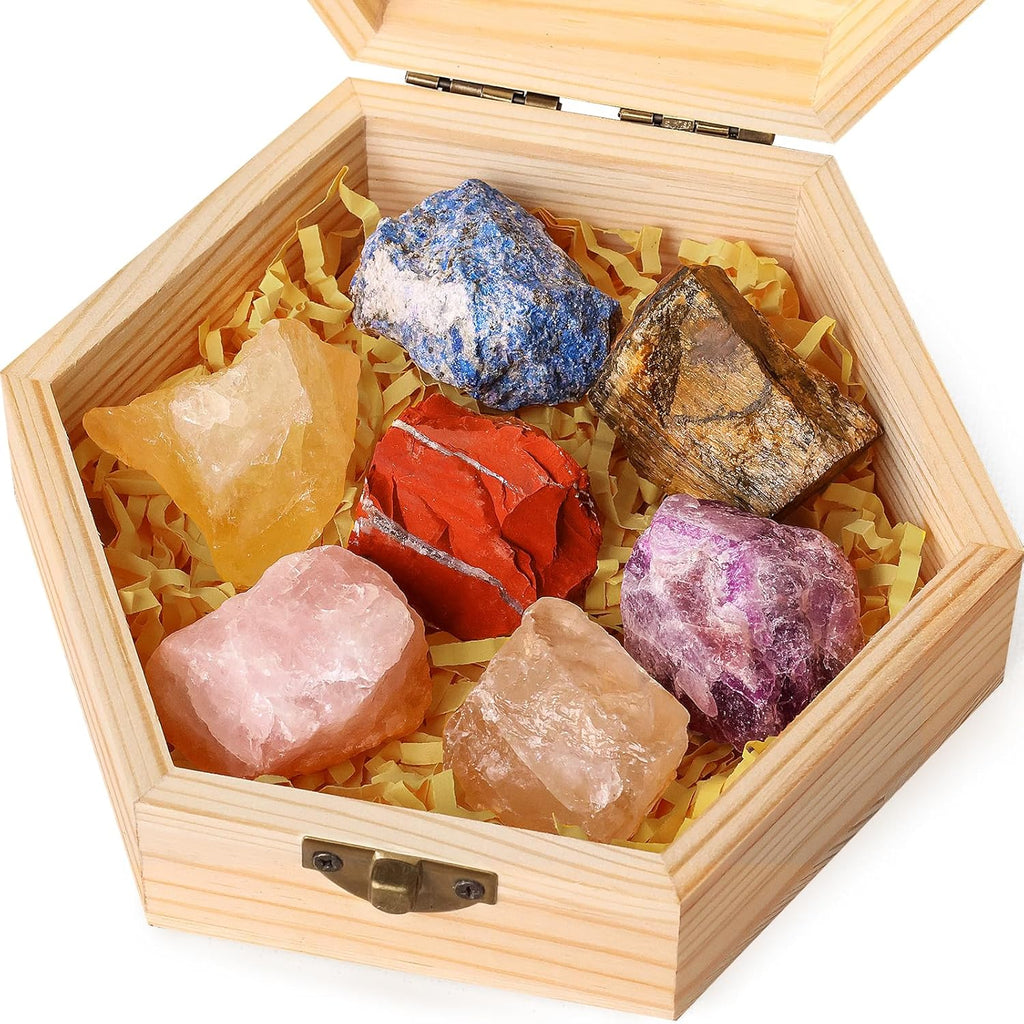 7Pcs Crystals and Healing Stones, Real Healing Crystals, Raw Crystals, Rose Quartz, Amethyst, Citrine, Quartz