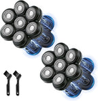 Magnetic 7-Blade Head Shaver Replacement Heads, Waterproof Rotary Razor Blades for Bald Men, Compatible with Freebird,Wyklaus SHPAVVER & Other Similar Head Shavers (Black-2 Packs)
