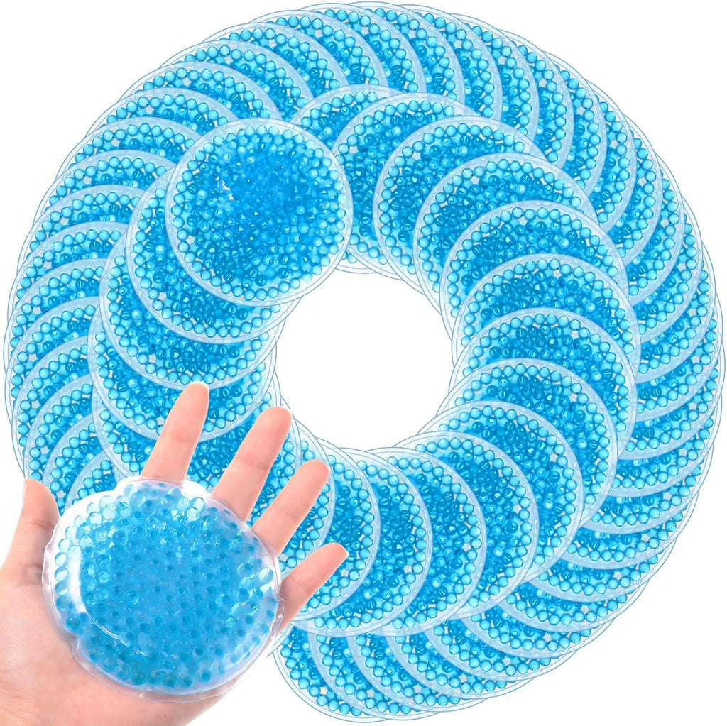 TrelaCo 60 Pcs Small Round Gel Ice Packs Reusable Cold Boo Boo Ice Packs, Cold Hot Compress for Pain Relief, Injuries, Wisdom Teeth, Breastfeeding, Tired Eyes, Face, Neck, Headaches