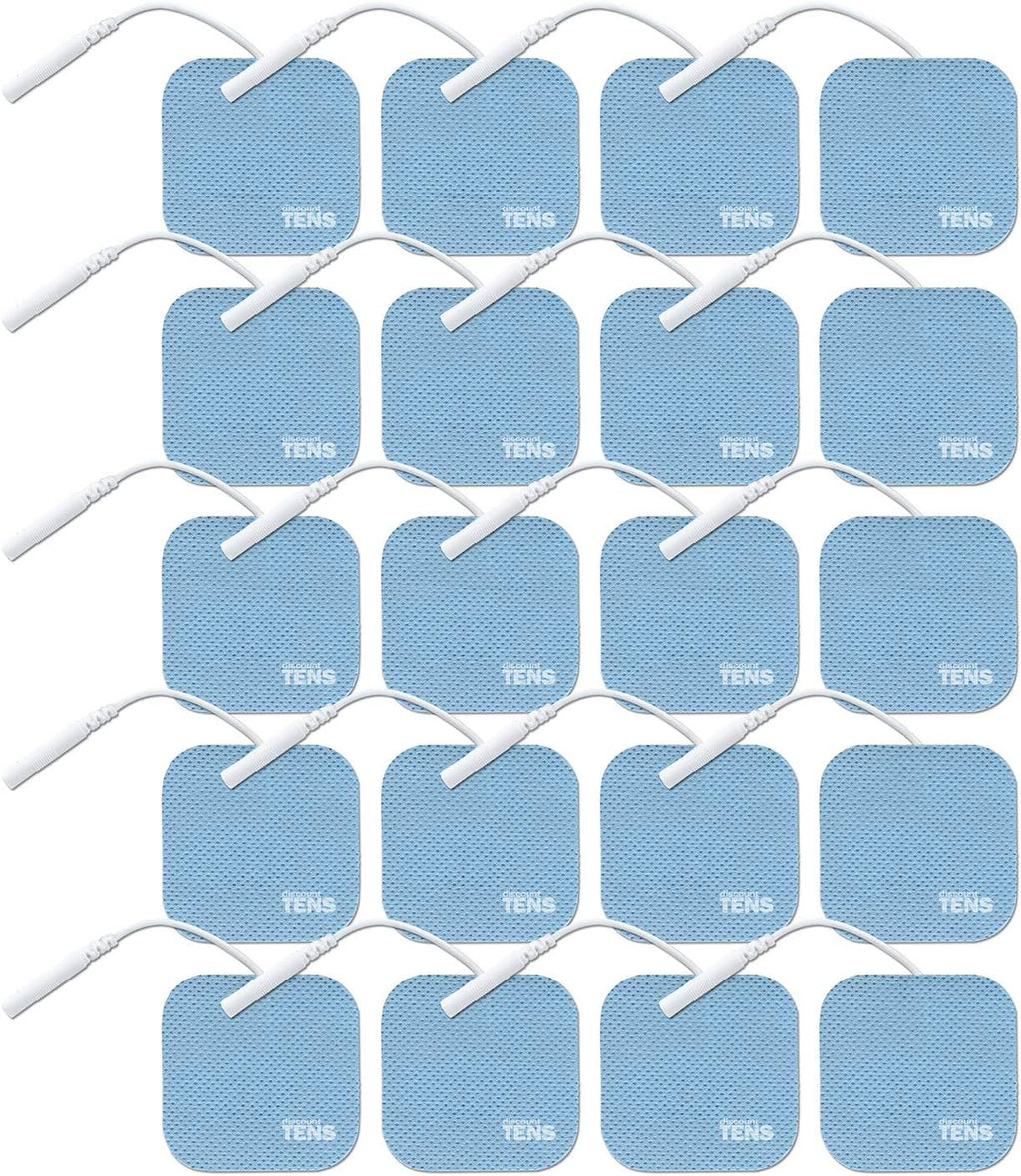 Discount TENS Wired Electrodes – 2"x2" HealthMateForever Compatible Replacement Pads, 20-Pack Premium Self-Adhesive TENS Unit Electrodes for Pain Relief, Therapy, Recovery & Muscle Stimulation