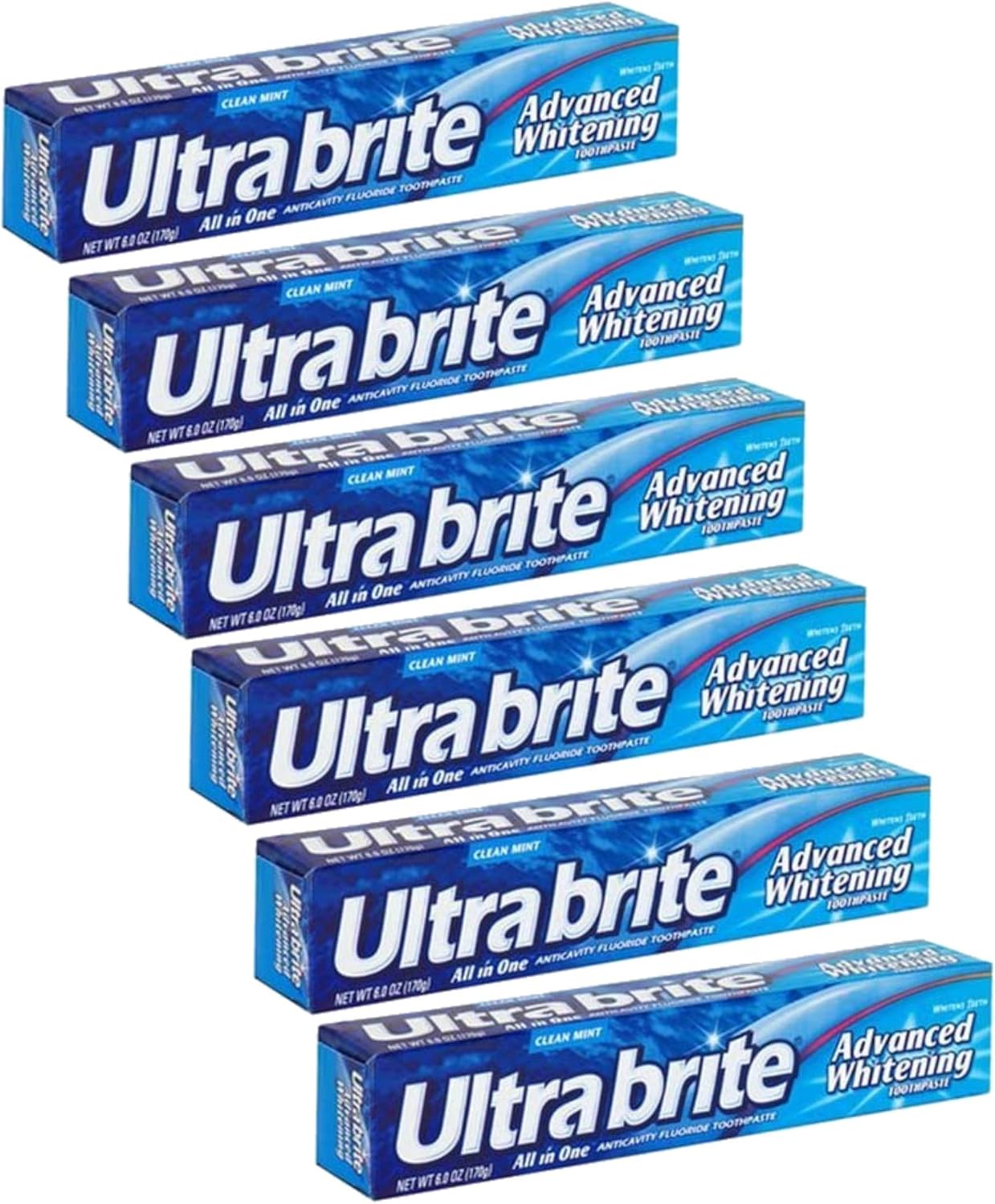 Ultrabrite Clean Mint All in One Advanced Whitening Toothpaste 6 oz (6 Pack)