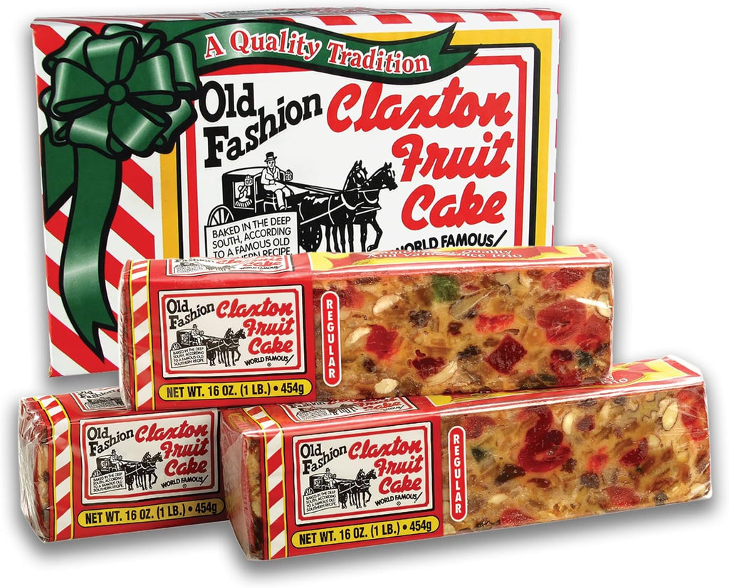 Claxton Fruit Cake – 3-1 Lb. Regular Recipe | Old Fashioned Holiday Fruitcake Packed in our Traditional Claxton Carton | Famous For Quality And Value For Over 115 Years | 3-Pack