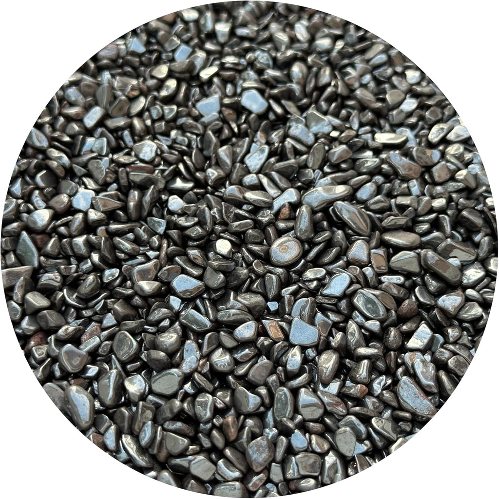 Wholesale Natural Semi Tumbled Hematite Gemstone Chips, Hematite Crushed Mini Crystals, Undrilled Crystal Chips (Hematite Small, 0.5 Pound)
