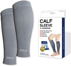 Dr. Arthritis Calf Compression Sleeves for Men and Women, Doctor Developed Calf Wrap & Leg Support, Medical, Varicose Veins & More (X Large, Grey, 1 Pair)