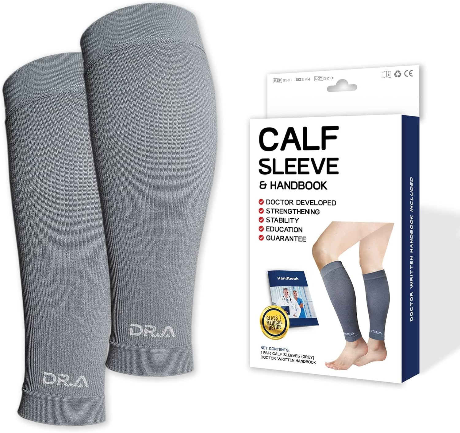 Dr. Arthritis Calf Compression Sleeves for Men and Women, Doctor Developed Calf Wrap & Leg Support, Medical, Varicose Veins & More (X Large, Grey, 1 Pair)