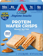 Atkins Peanut Butter Protein Wafer Crisps, Protein Dessert, 4g Net Carb, 1g Sugar, Keto Friendly, 5 Count