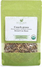 Biokoma Organic Couch Grass Dried Cut Root 1.76oz USDA Organic Herbal Tea Elymus Repens Rhizome Loose Herb Urinary Kidney Bladder Support Resealable Pouch No Additives No Preservatives Non GMO Kosher