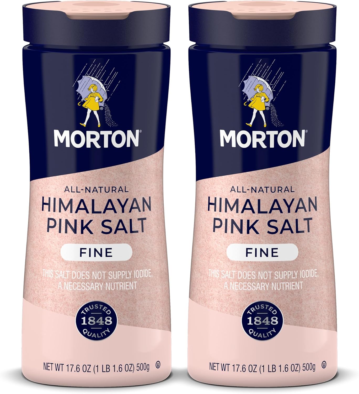 Morton All-Natural Himalayan Pink Salt, Fine, (17.6 oz), 2-Pack, Perfect for Baking, Blending & Cooking