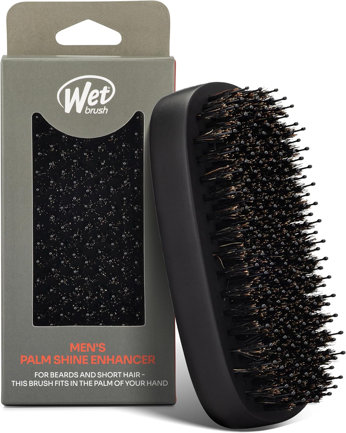 Wet Brush Shine Enhancer Hair Brush with IntelliFlex Bristles, Short Hair & Palm Beard Detangler for Men, Detangling Boar Bristles, Soft & Shiny Strands, For Easy Styling, Black