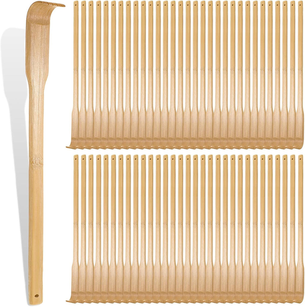 Yinkin 50 Pack Bamboo Back Scratchers Bulk, Traditional Manual Wooden Scratcher for Itching Relief and Body Massage, Long Handle for Elderly, Men, Women, Family, Nursing, Christmas Gifts