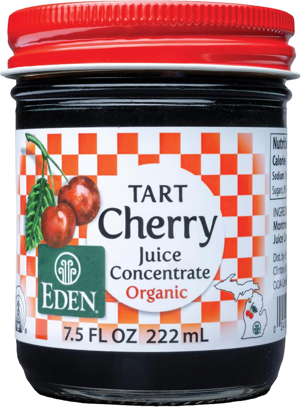 Eden Organic Montmorency Tart Cherry Juice Concentrate, 68 Brix, No Artificial or Refined Sugars, Michigan Cherries, 7.5 Fl Oz