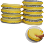 Dual Action Kitchen Cleaning Microfiber Scouring Scrubber, Round Dish Washing Sponge, 10 Pack (Yellow)