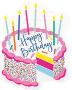 Happy Birthday Pink Paper Luncheon Napkins (Pack of 16) | Vibrant Sprinkles Cake Shaped Design, Perfect for Parties, Celebrations, & Special Occasions