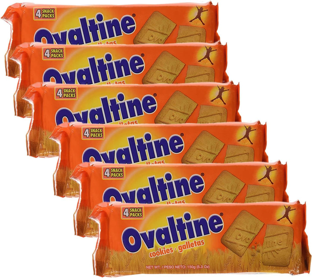Ovaltine Biscuits, 150-Gram Packages - Pack of 6 (120 Biscuits)