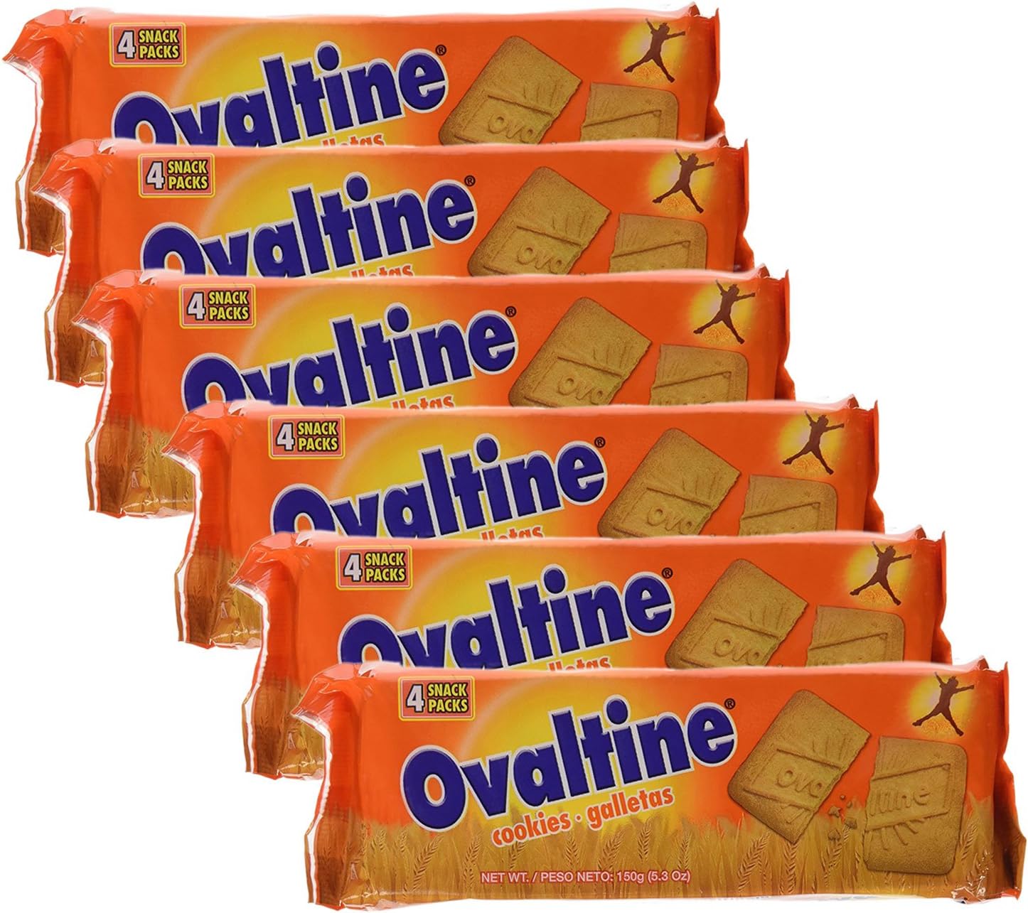 Ovaltine Biscuits, 150-Gram Packages - Pack of 6 (120 Biscuits)