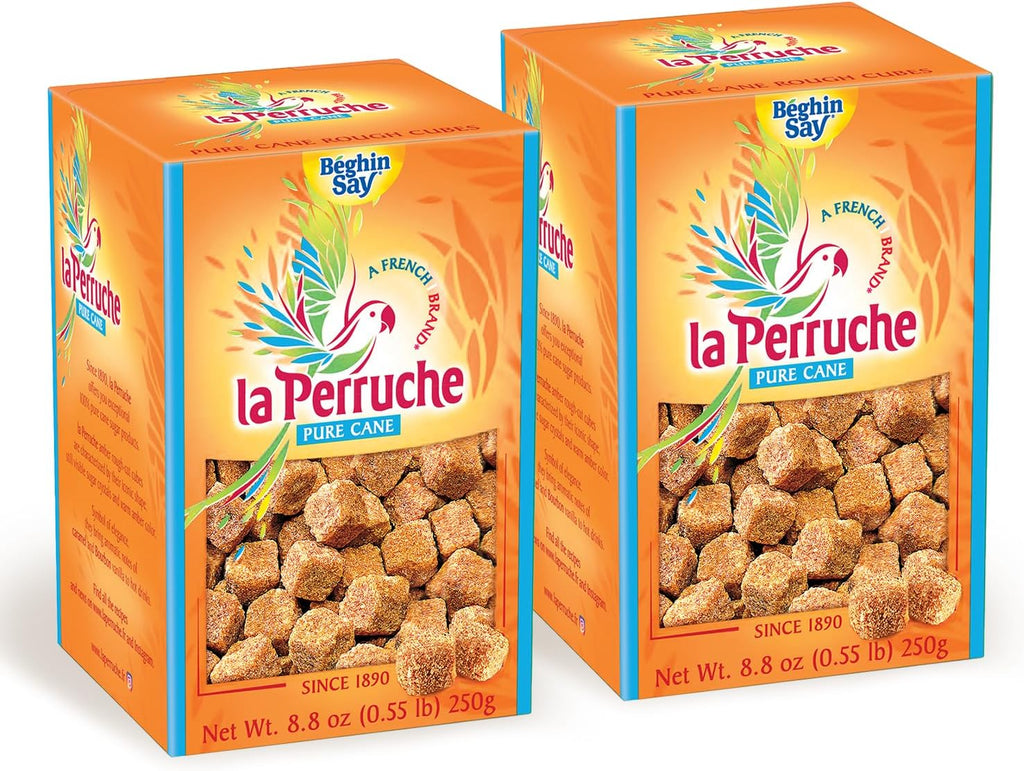 La Perruche Pure Cane Brown Sugar Cubes (250g/8.8oz box) | Ideal Sugar Cubes for Coffee | Pack of 2