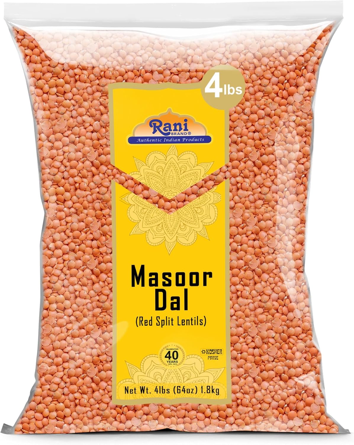 Rani Masoor Dal (Indian Red Lentils) Split Gram, 64oz (4lbs) 1.81kg Bulk ~ All Natural | Gluten Friendly | NON-GMO | Kosher | Vegan | Indian Origin