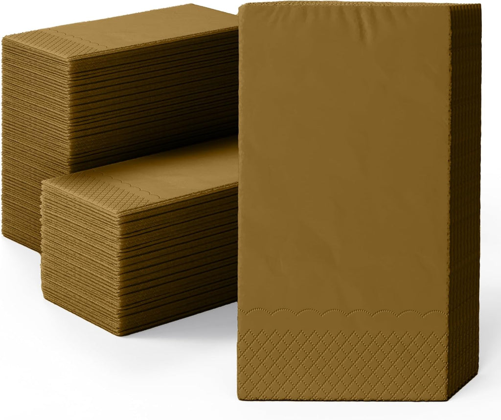 Gold Dinner Napkins Disposable 8" x 4" Folded - 40 Pcs 2 Ply Gold Napkins Disposable Paper Guest Towels for Bathrooms, Dinners, Everyday Parties & Party Supplies