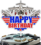Jet Fighter Cake Topper,Happy Birthday to the pilot. Air Force Club Military Home Party Theme For Boys Man Birthday Decorations Supplies