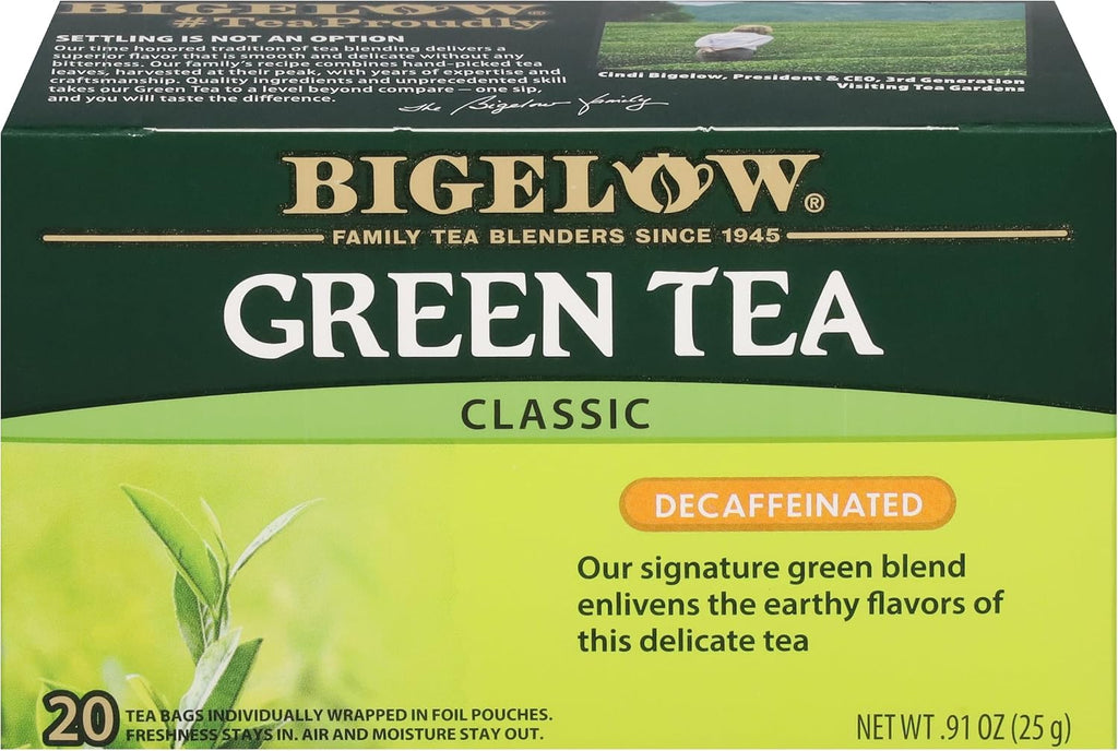 Bigelow Tea Classic Green Tea Decaffeinated, 20 Total Tea Bags (Pack of 1)