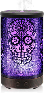Skull Essential Oil Diffuser, Daroma 100ml Metal Aromatherapy Ultrasonic Cool Mist Humidifier Air Scent Home Office Gift, 7 Colors Changed LED Mood Light, Waterless Auto-Off
