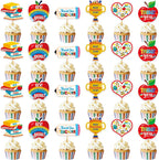 24Pcs Thank You Teacher Cupcake Toppers Thank You Cupcake Toppers Teacher Appreciation Decorations for Teachers Day Party Decorations