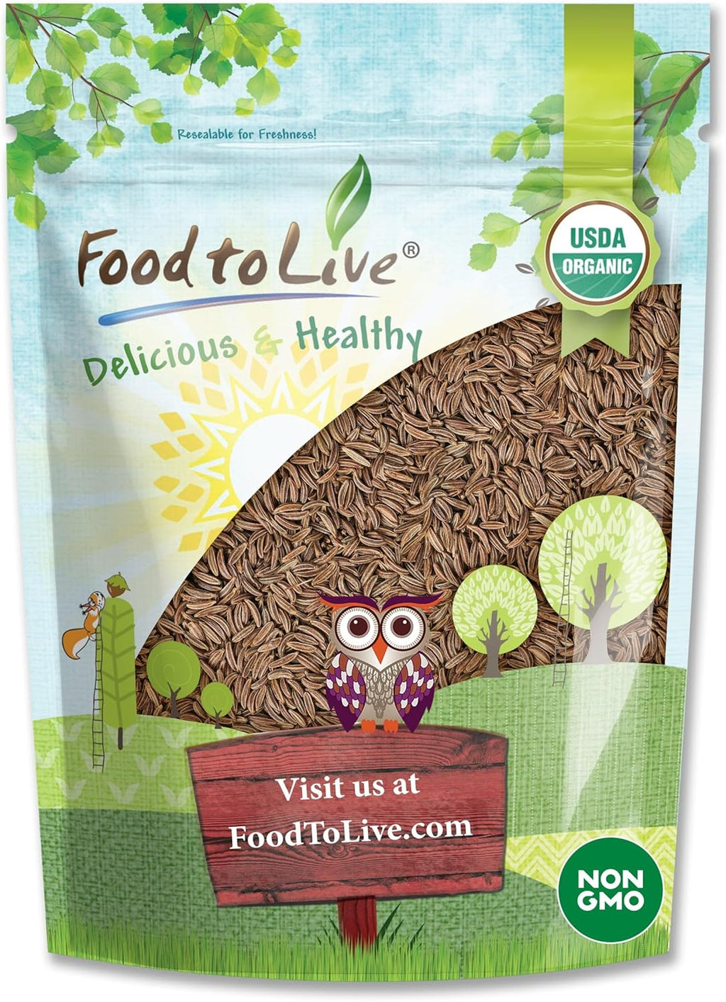 Food to Live - Organic Caraway Seeds, 2 Pounds – Non-GMO. Great for Baking, Pickling and Cooking. Non-irradiated. Whole Dry Spices. Keto. Kosher