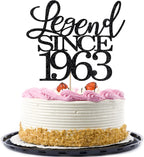 legend since 1963 cake topper 63th birthday happy birthday cake topper men and women cheer 63 years old handmade black glitter cake decoration