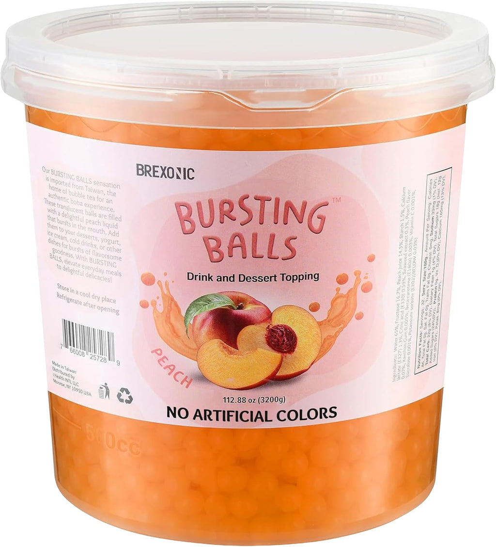 Peach Boba Pearls, Peach Popping Bursting Boba, Bubble Tapioca Pearls For Bubble Tea 7 Pound, No Artificial Colors (7 LB Pack of 1)