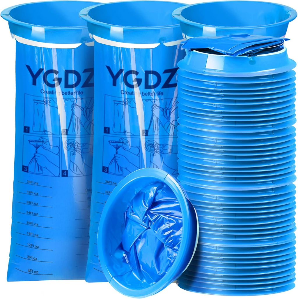 YGDZ 45 Pack Vomit Bags - Disposable Barf Bags for Travel, Motion Sickness, Nausea - 1000ml Blue