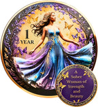 MilestoneMint Butterfly Woman’s 1 Year Sobriety Chips – Sobriety Gifts, AA Medallions, Sober Coins AA Tokens, Anniversary Gift for Her – Serenity Prayer 3D Raised Metal w/Textured Feel, Capsule, Card