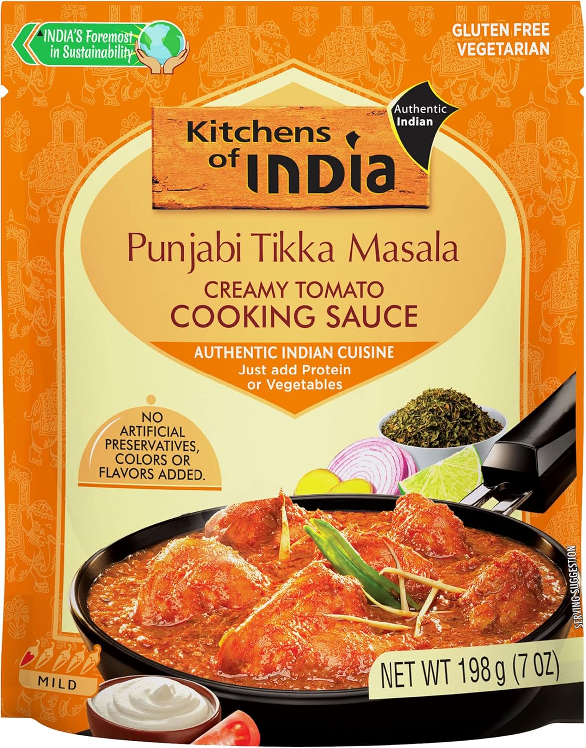 Kitchens of India Punjabi Tikka Masala, Creamy Tomato Cooking Sauce, Easy to Use Sauce for Authentic Indian Food, Gluten-Free, 7.02 Ounces (Pack of 6) (New Price Alert)
