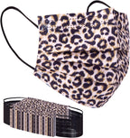 Borje Disposable Face Masks with Designs Cute Face Mask 3 Ply Cheetah Print 50 Pcs